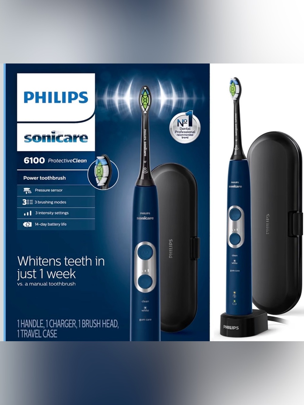 Philips Sonicare 6100 ProtectiveClean Electric Toothbrush Navy NEW IN BOX